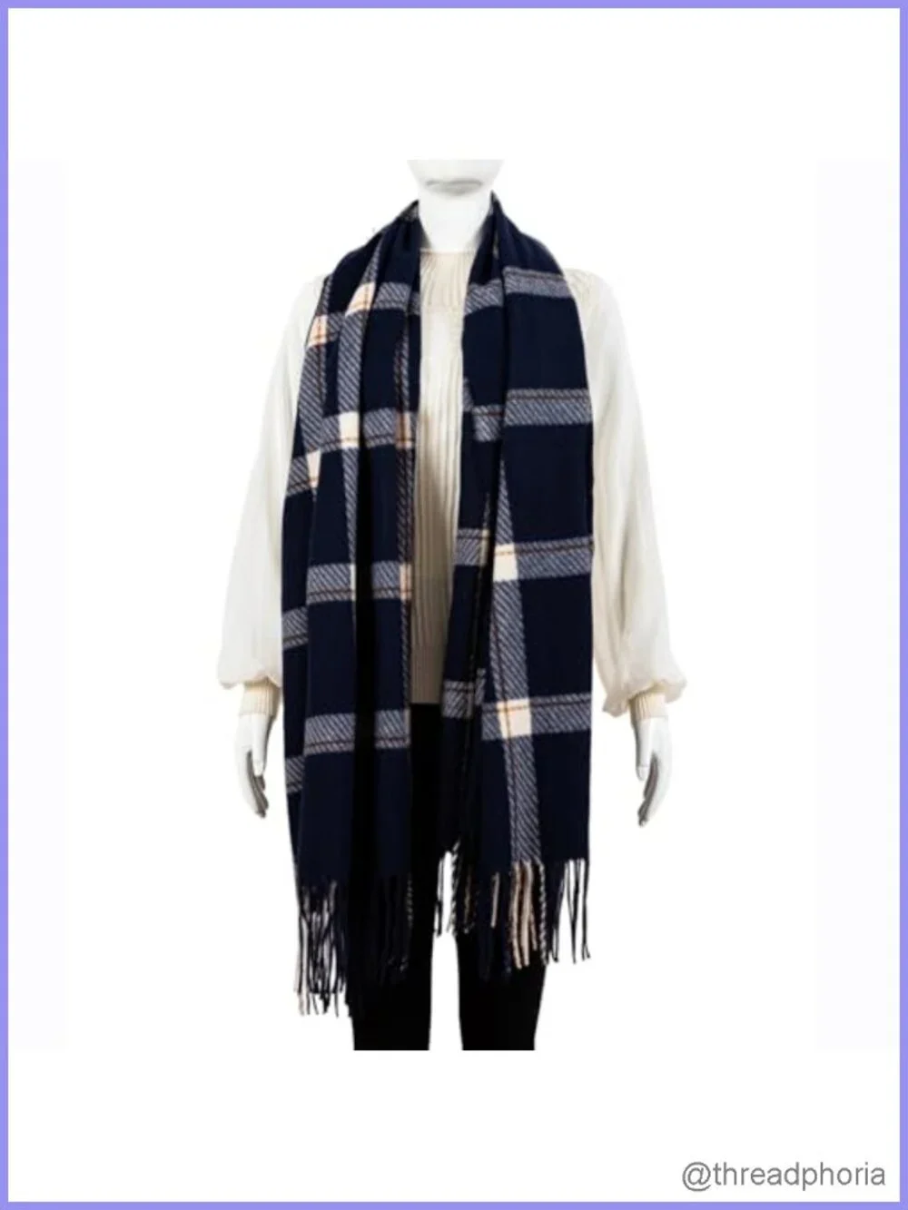 Women's Oversized Plaid Pashmina Feel Scarf Shawl Wrap Tassel Winter